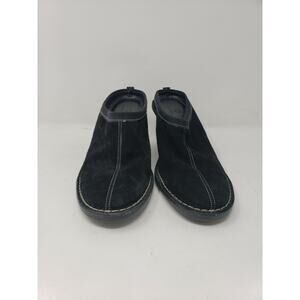 Cole Haan Womens Shoes Mules sz 8 B Wood Wedge Suede Black Casual